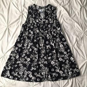 Old Navy Black & White Floral Print Mini Dress
